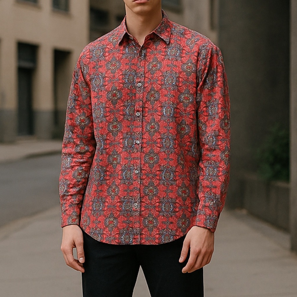 Cremieux Premium Denim Men’s Multi Paisley & Floral Print Button Down Shirt Sz-M
